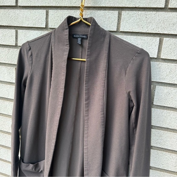 EILEEN FISHER Washable Stretch Crepe Gray Kimono Jacket - Picture 4 of 11